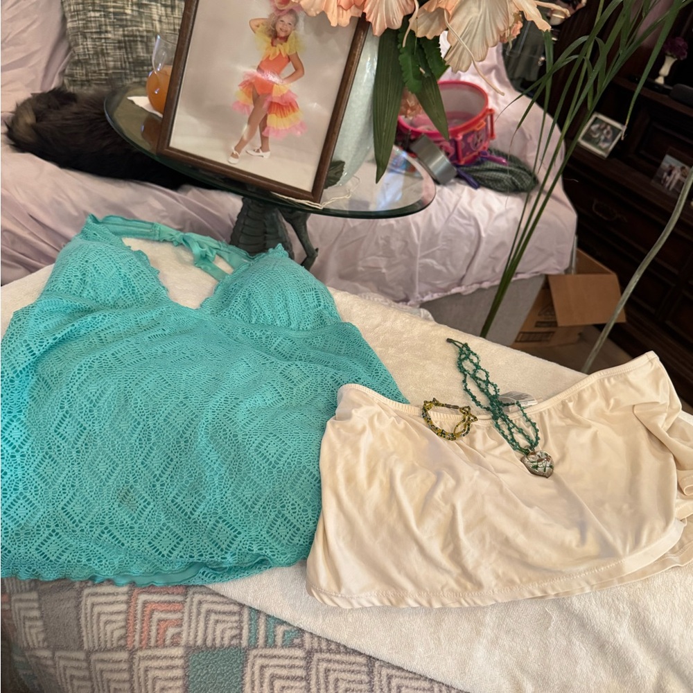 4 pieces bundle Michael kors bathing skort, mossiono top,necklace and bracelet